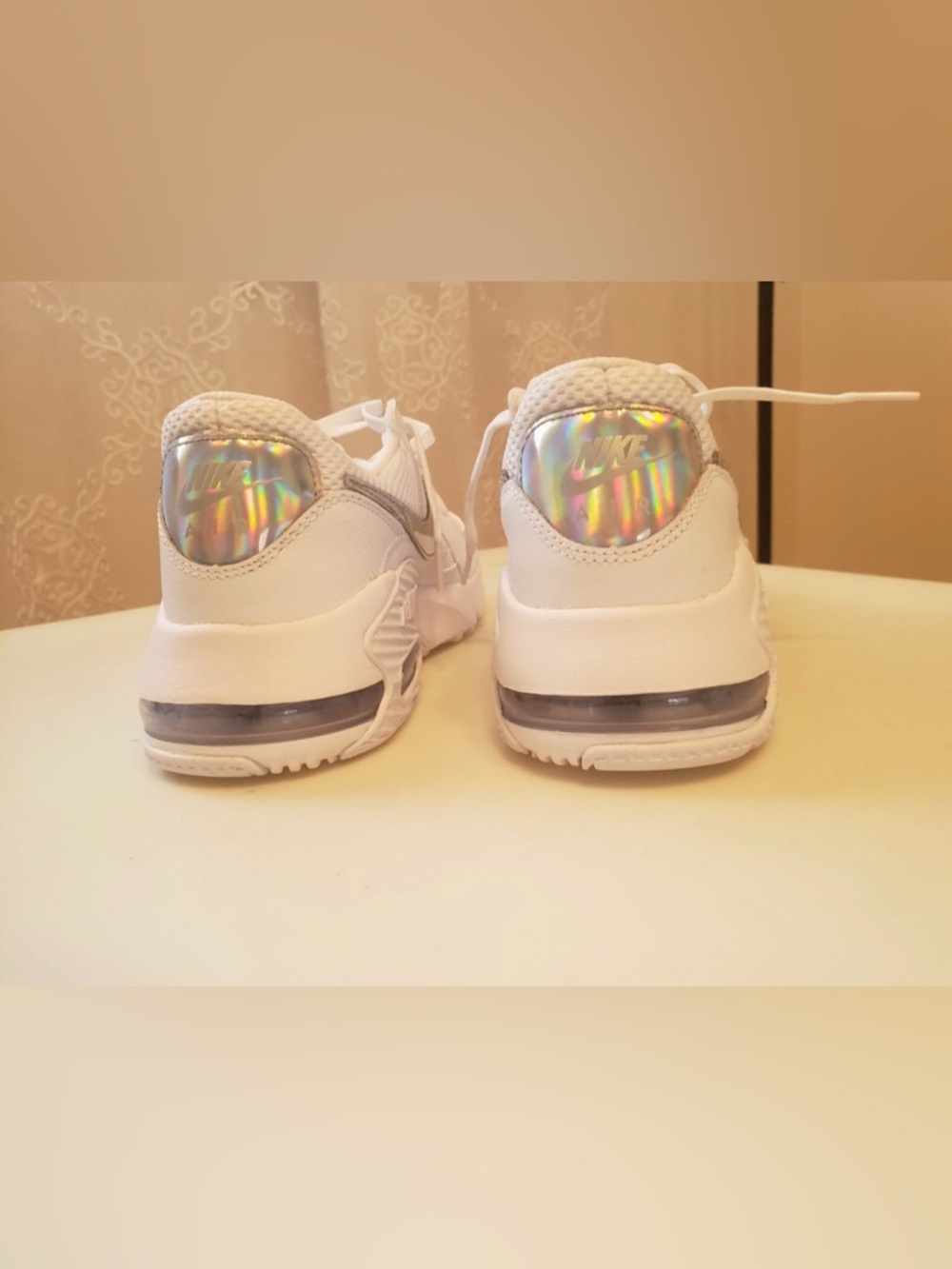 NWT Women’s Nike Air Max White Sneakers with Silver Iridescent Accent - Picture 2 of 5